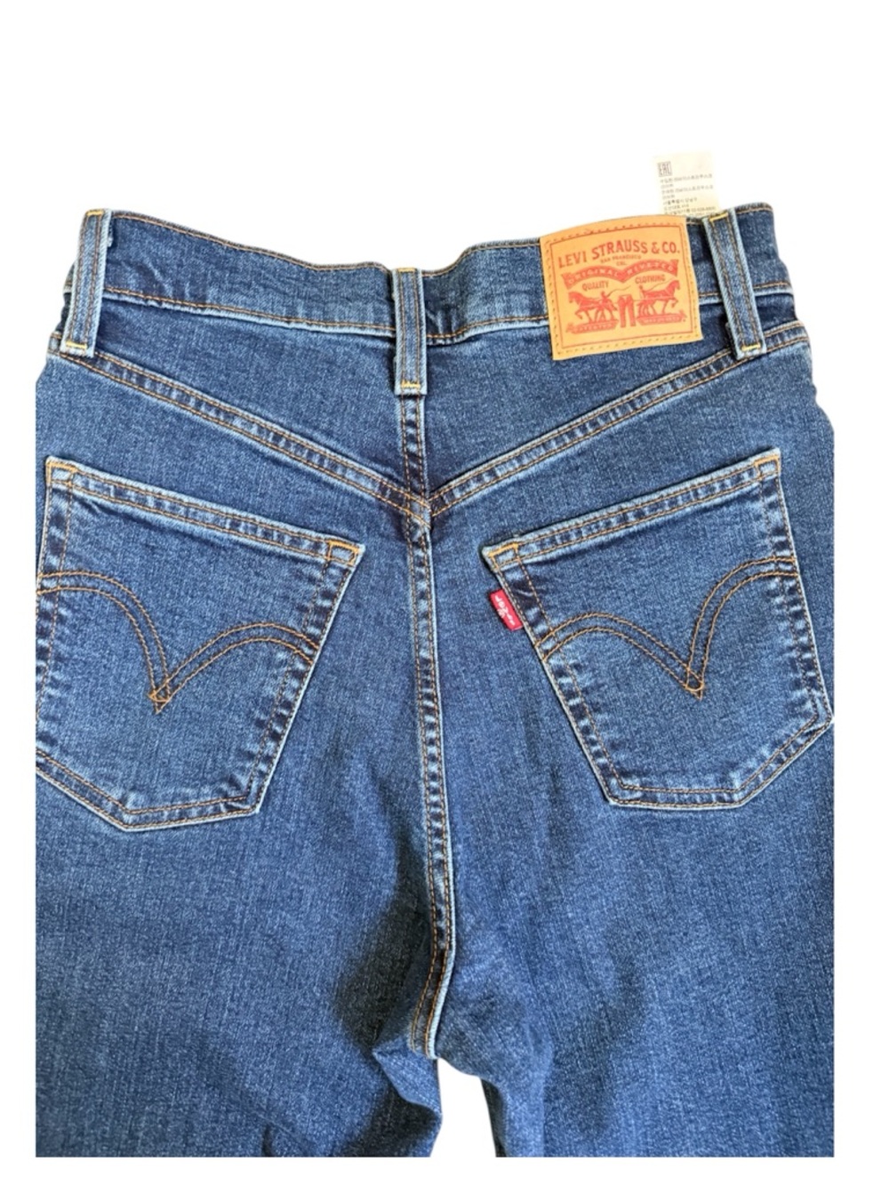Levi’s Ribcage Straight Jeans Size 28 High Rise Button Fly Medium Wash - Picture 10 of 12